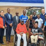 From Left to Right (Back Row): Godfrey Nanyenya (MWF); Gorreti Byomwire (MWF); Amy Petersen, Public Engagement Officer, U.S. Mission, Kampala; Moses Amanya, Guild President, MUBS; Professor Moses Muhwezi, Principal, MUBS; Moses Serwadda (PFP); Nina Mago (PFP); Jeremiah Lwebuga (PFP); Harunah Damba (PFP); Amb. William W. Popp, Ambassador of the United States of America to Uganda; Dr. Dumba Saad (Fulbright Alumnus); Kato Chrysestom, Alumni Coordinator, U.S. Mission, Kampala; Tumusiime Denis (YALI Alumnus). Front row: Denis Ouma (PFP); and Josephine Namirimu (PFP)