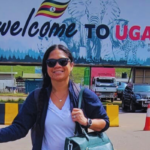 Jacy Farkas Poses at Entebbe International Airport Following Her Arrival in Uganda